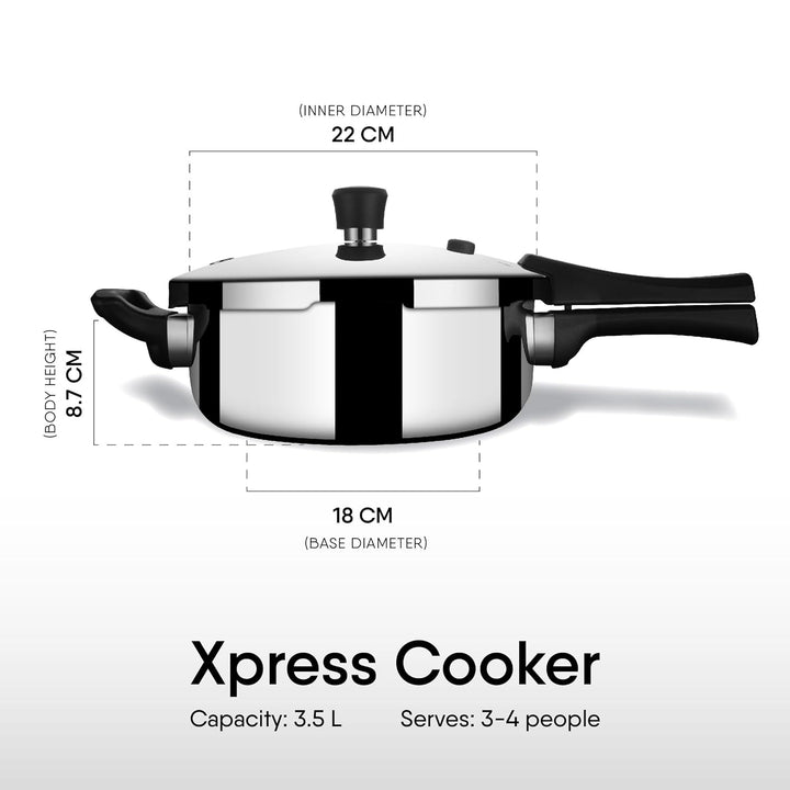 3.5L Triply Pressure Cooker Pan | Stahl Xpress Pressure Cooker for Efficient Cooking