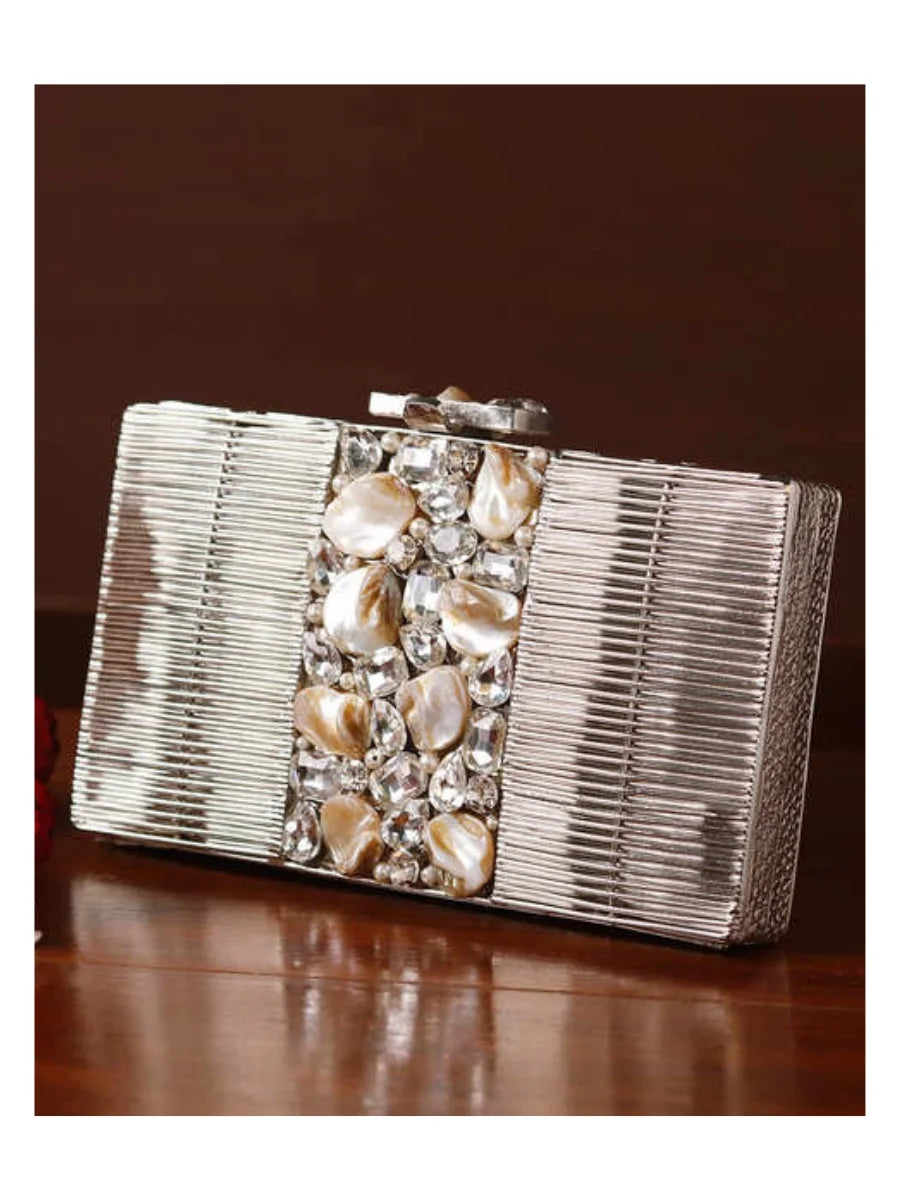 Daniya Brass Clutch | Elegance Handcrafted with Mother of Pearl Stones