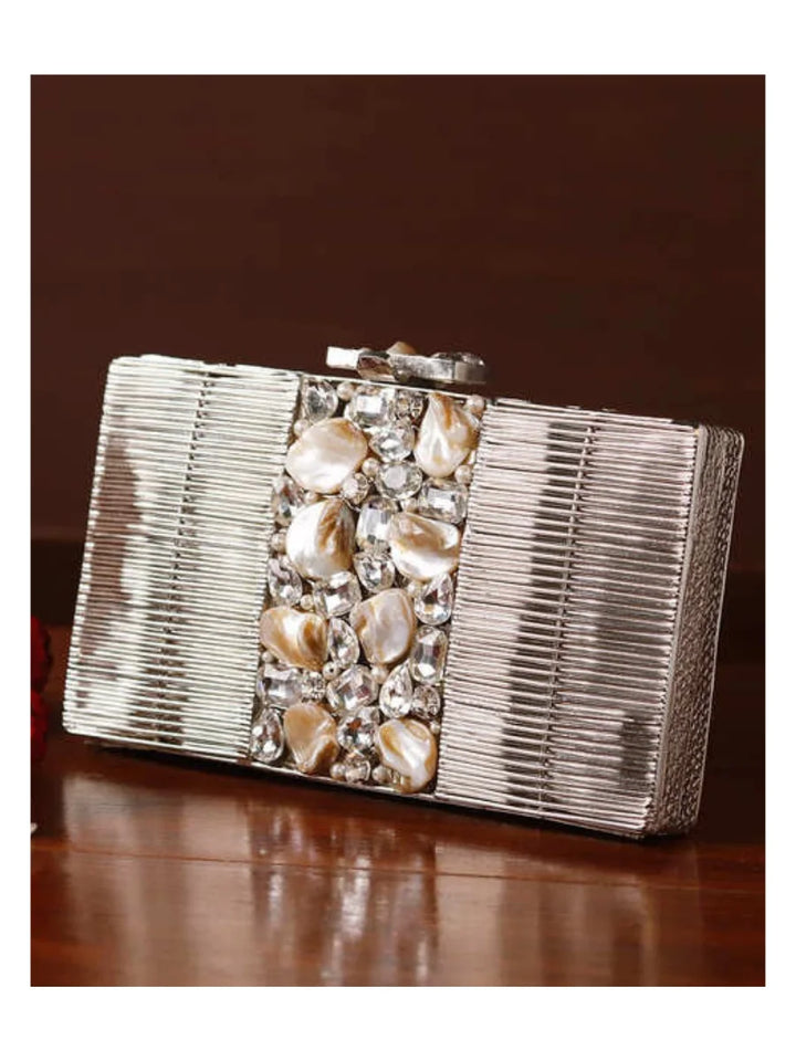 Daniya Brass Clutch | Elegance Handcrafted with Mother of Pearl Stones