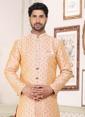 Royal Peach Indo Western Outfit | Perfect for Weddings & Events