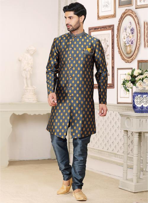 Gray Banarasi Indo Western | Royal Attire for Weddings & Receptions