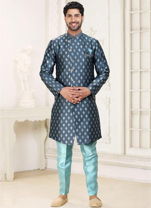 Designer Dark Teal Blue Indo Western | Perfect for Grand Events