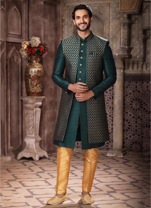 Green Art Silk Indo Western | Timeless Ethnic Wear with a Modern Touch