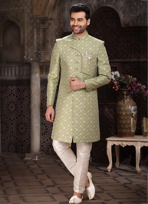 Wedding Wear Light Green Indo Western | Sophisticated Ethnic Attire
