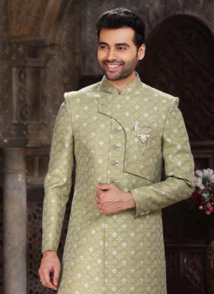 Wedding Wear Light Green Indo Western | Sophisticated Ethnic Attire