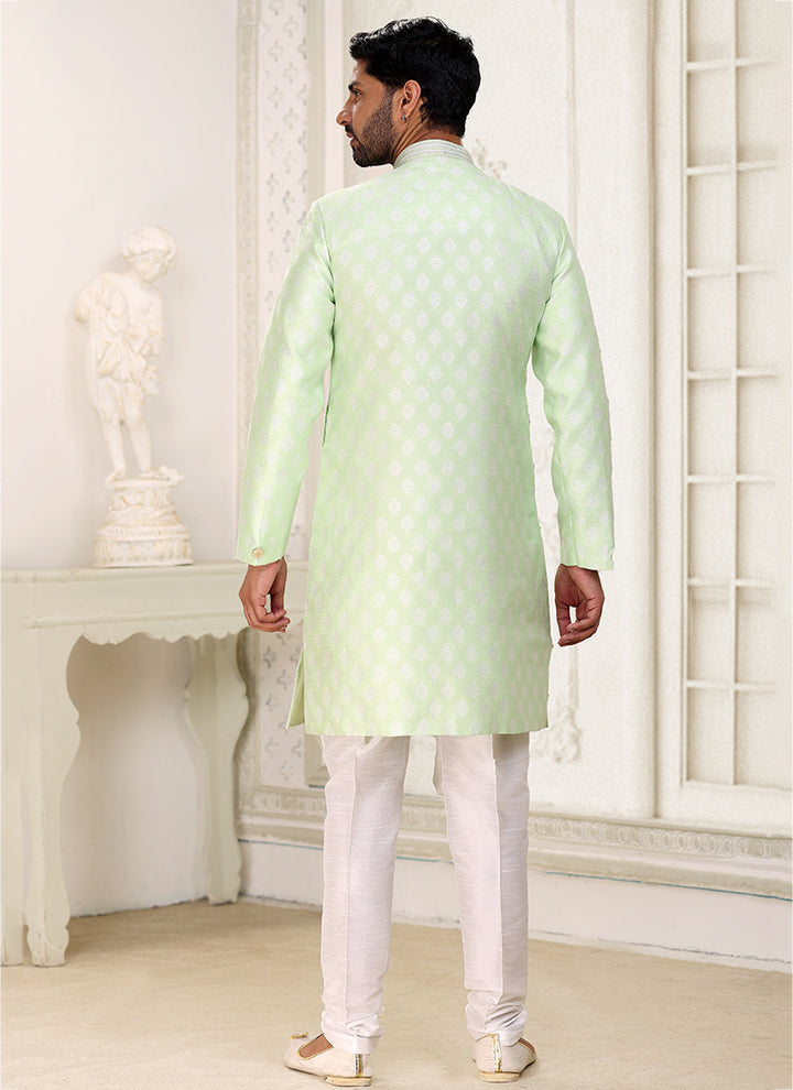 Light Pista Green Indo western Wear | Perfect Party Wear with a Traditional Touch
