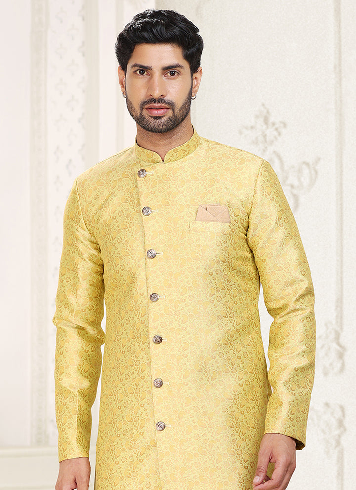 Designer lemon Green Indo western Outfit | Perfect Fusion of Tradition & Modern Style