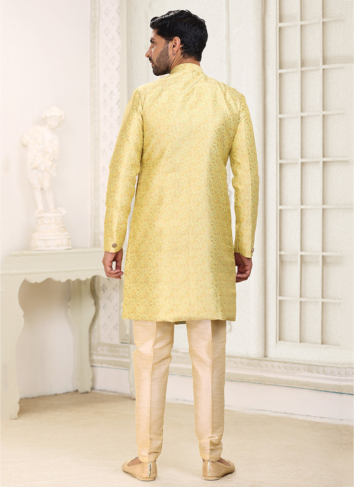 Designer lemon Green Indo western Outfit | Perfect Fusion of Tradition & Modern Style