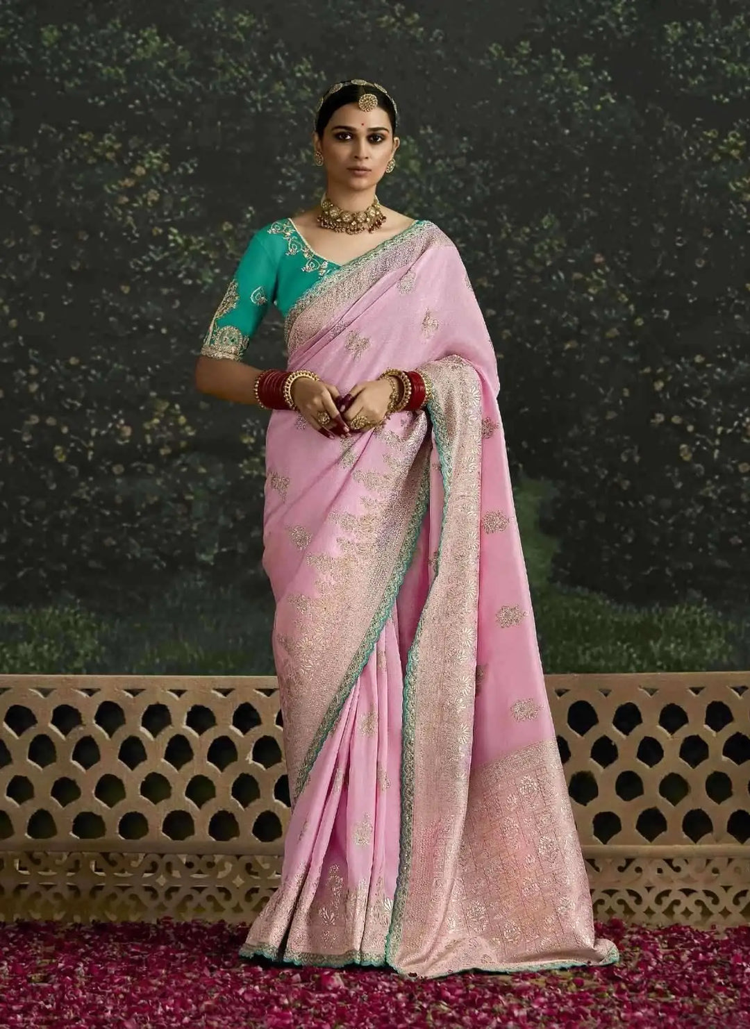Pink Dola Silk Designer Saree with Sequins Embroidered Border