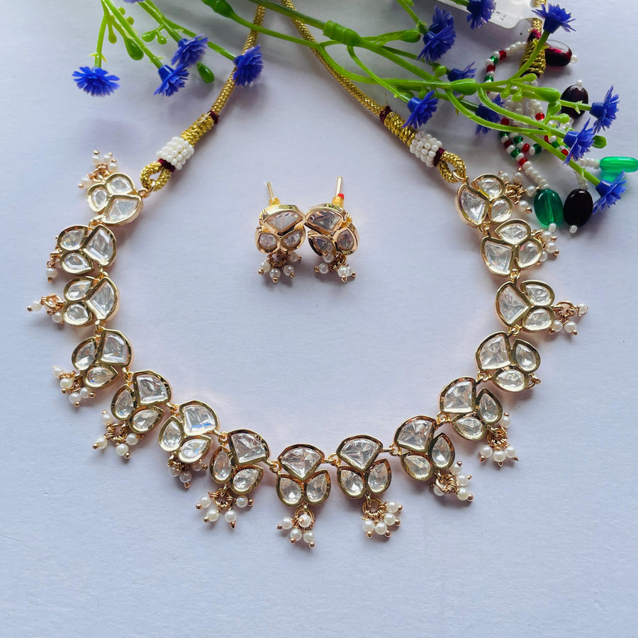 Exquisite party wear Polki set, ideal for enhancing wedding elegance.