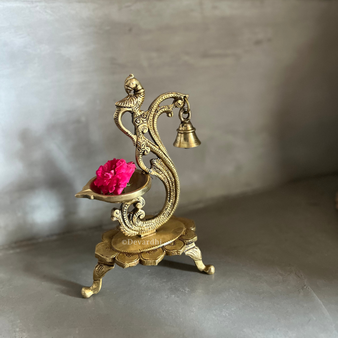Shubh Dipak | Ethnic Handcrafted Peacock Design Pooja Oil Lamp