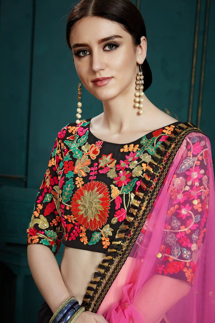 Designer Black Party Wear Lehenga | Georgette Lehenga Choli for Women