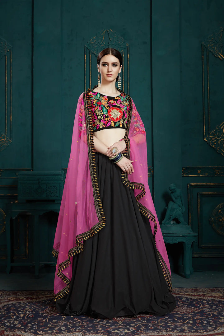 Designer Black Party Wear Lehenga | Georgette Lehenga Choli for Women