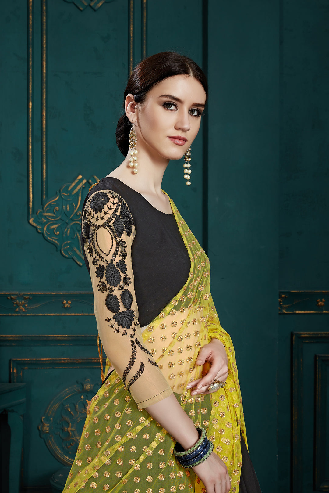 Black Georgette Lehenga Choli | Thread & Sequins Work with Dupatta