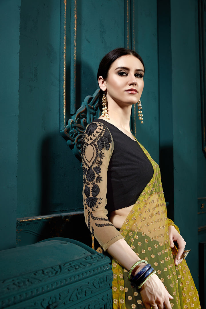 Black Georgette Lehenga Choli | Thread & Sequins Work with Dupatta