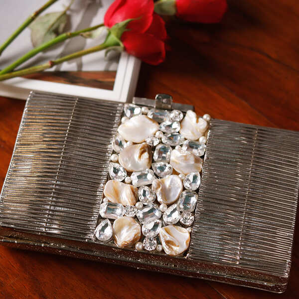 Daniya Brass Clutch | Elegance Handcrafted with Mother of Pearl Stones