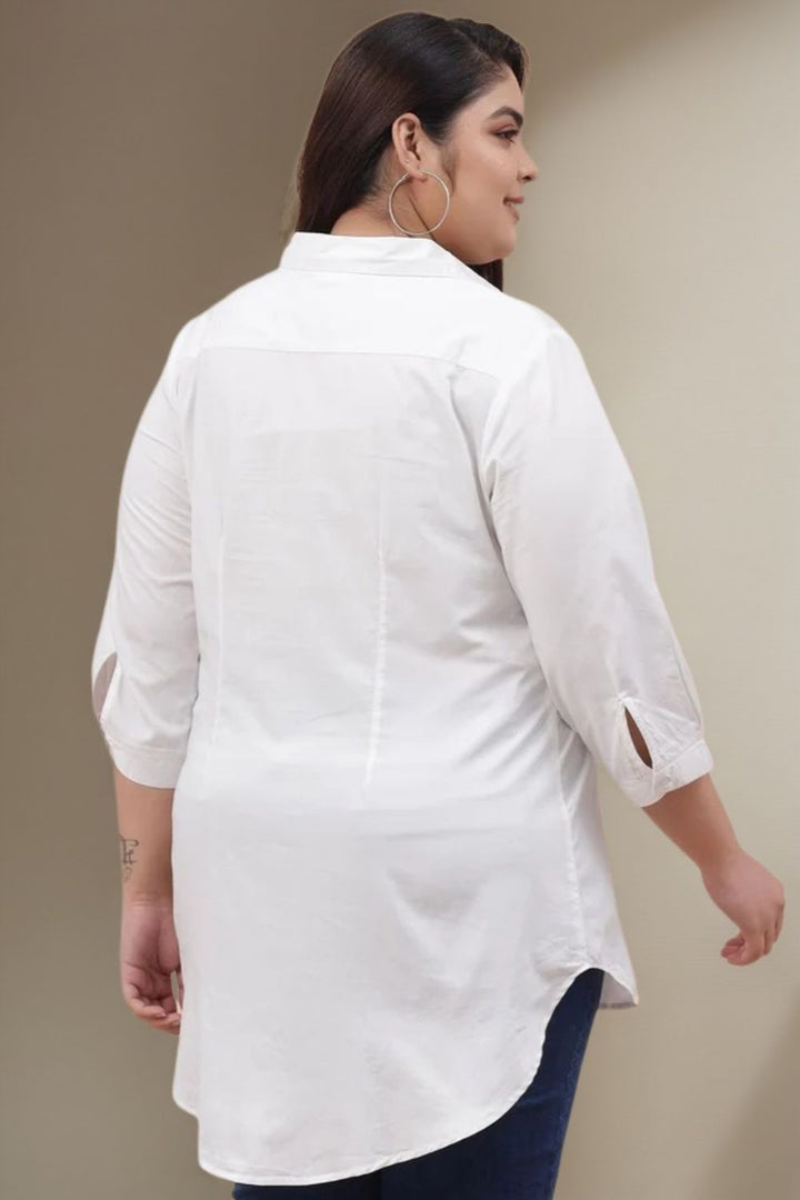 Women's Plus Size White Centre Pleat Shirt