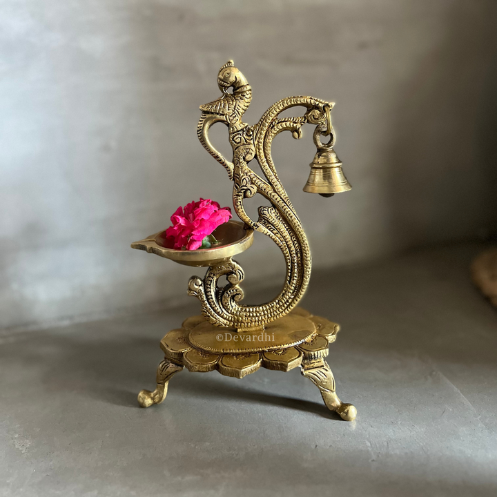 Shubh Dipak | Ethnic Handcrafted Peacock Design Pooja Oil Lamp