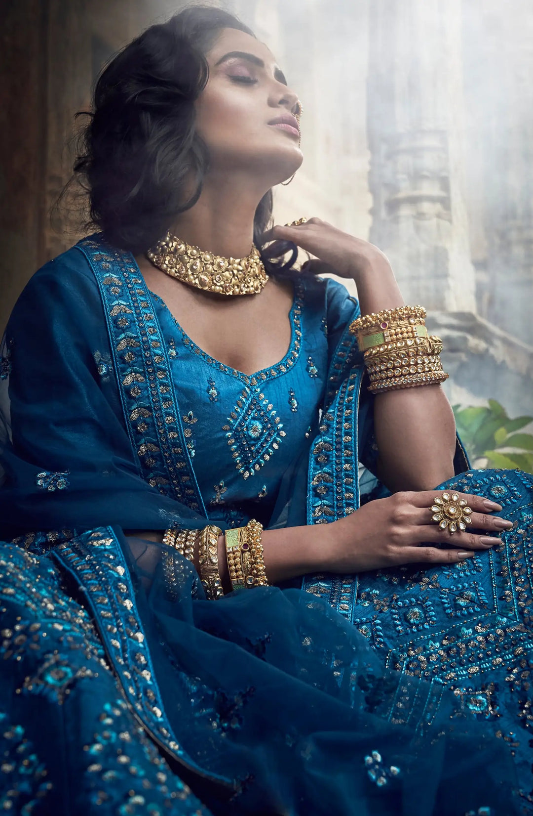 Designer Kerosene Blue Festive Lehenga | Bridal Outfit with Modern Flair