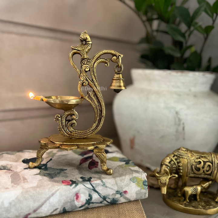 Shubh Dipak | Ethnic Handcrafted Peacock Design Pooja Oil Lamp