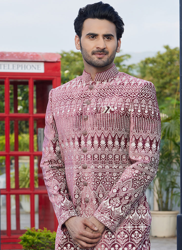Velvet Dark Onion Readymade Jodhpuri Suit | Traditional Attire for Special Occasions