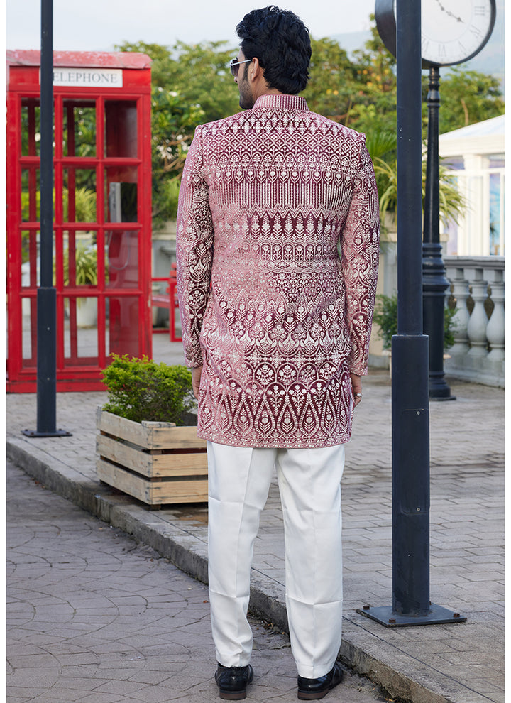 Velvet Dark Onion Readymade Jodhpuri Suit | Traditional Attire for Special Occasions
