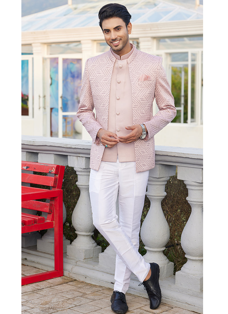 Art Silk Onion Pink Readymade Jodhpuri | Traditional Attire for Special Occasions