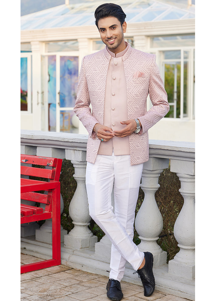 Art Silk Onion Pink Readymade Jodhpuri | Traditional Attire for Special Occasions