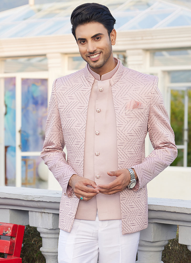 Art Silk Onion Pink Readymade Jodhpuri | Traditional Attire for Special Occasions