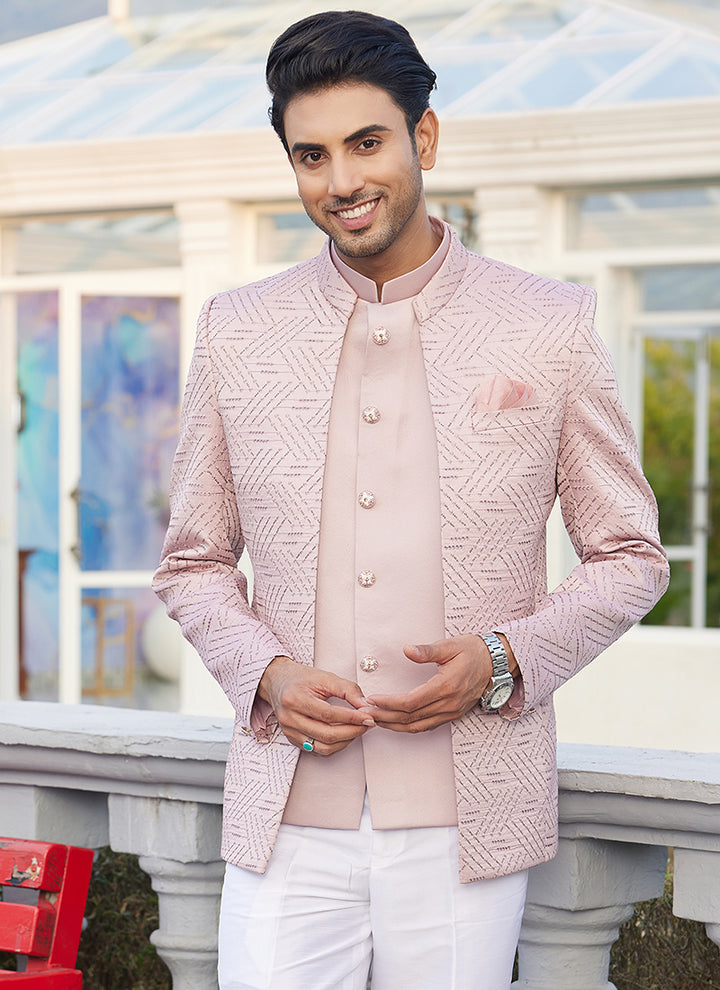 Art Silk Onion Pink Readymade Jodhpuri | Traditional Attire for Special Occasions
