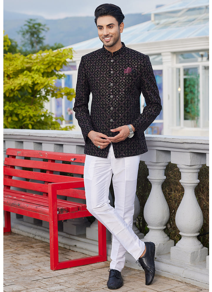 Art Silk Black Readymade Jodhpuri | Elegant Traditional Attire for Special Occasions