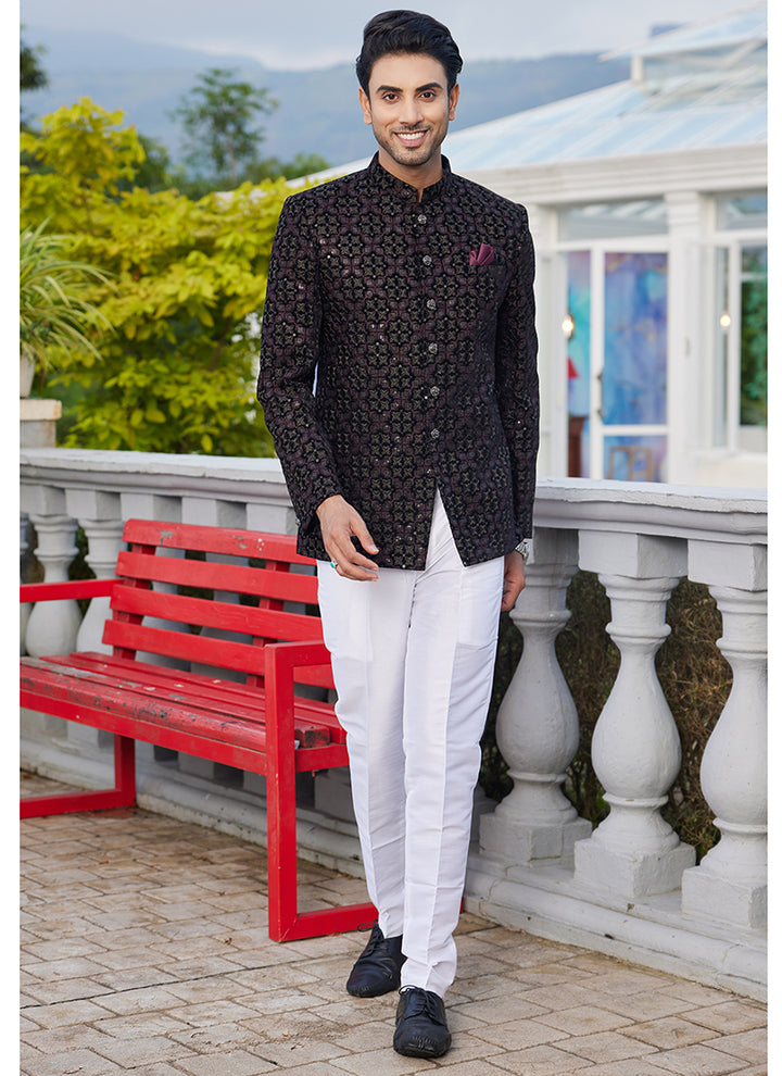 Art Silk Black Readymade Jodhpuri | Elegant Traditional Attire for Special Occasions