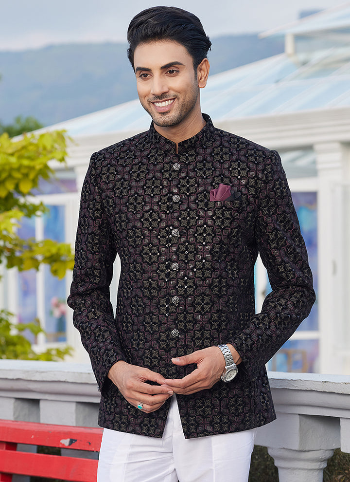 Art Silk Black Readymade Jodhpuri | Elegant Traditional Attire for Special Occasions
