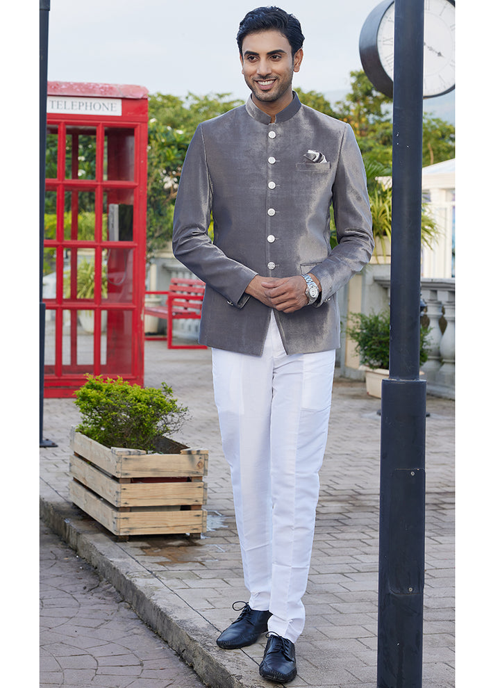 Velvet Gary Party Wear Jodhpuri Suit | Elegant Traditional Attire for Special Occasions