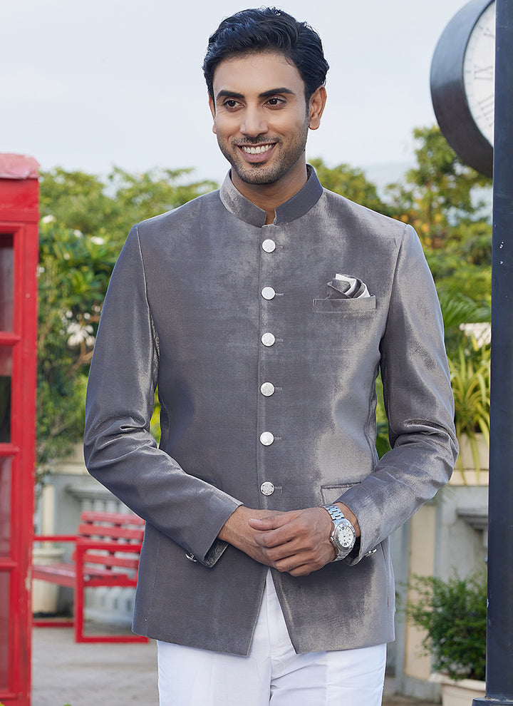 Velvet Gary Party Wear Jodhpuri Suit | Elegant Traditional Attire for Special Occasions