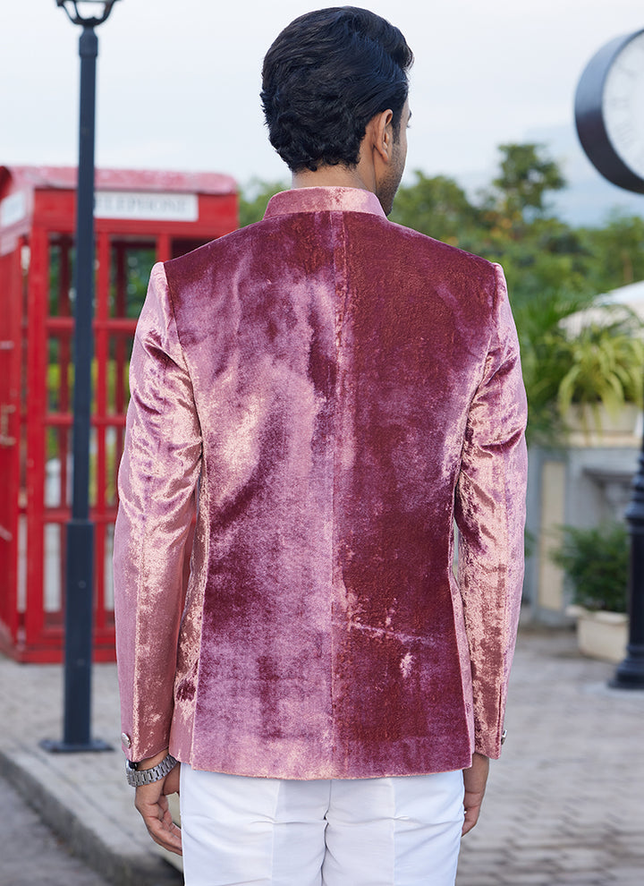Velvet Dark Onion Jodhpuri Suit | Elegant Traditional Attire for Special Occasions