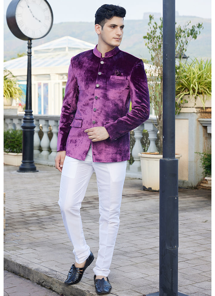 Velvet Magenta Readymade Jodhpuri | Elegant Traditional Attire for Special Occasions