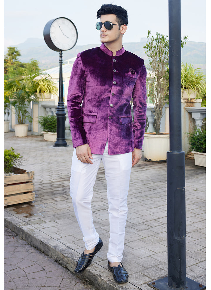 Velvet Magenta Readymade Jodhpuri | Elegant Traditional Attire for Special Occasions