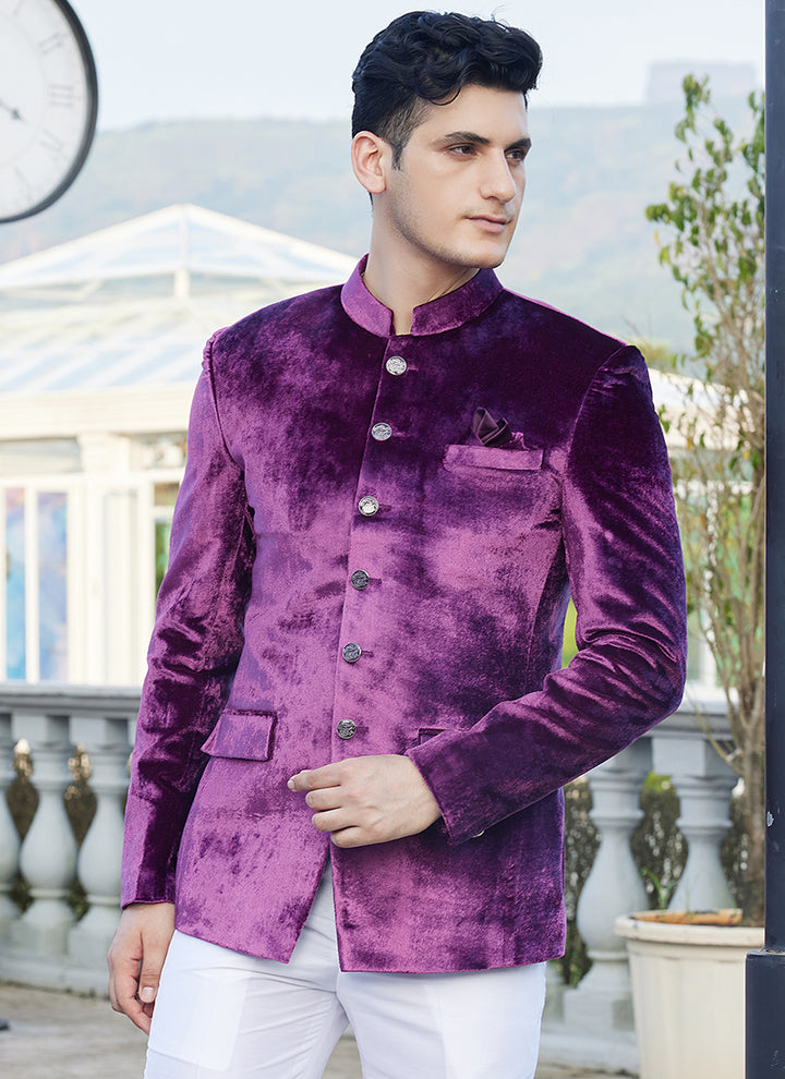 Velvet Magenta Readymade Jodhpuri | Elegant Traditional Attire for Special Occasions