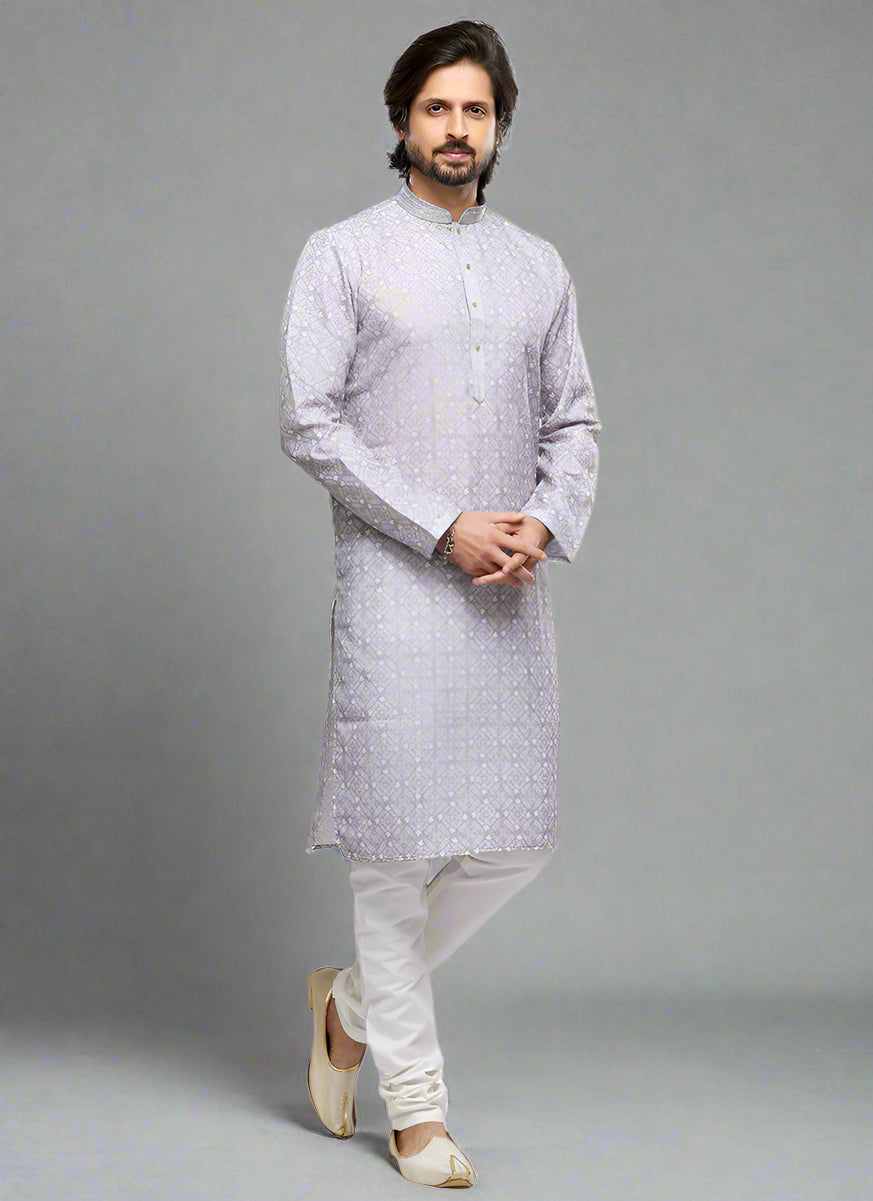 Traditional Cotton Kurta Pajama | Thread Work Festive & Party Wear