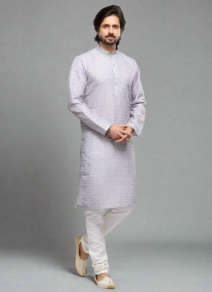 Traditional Cotton Kurta Pajama | Thread Work Festive & Party Wear