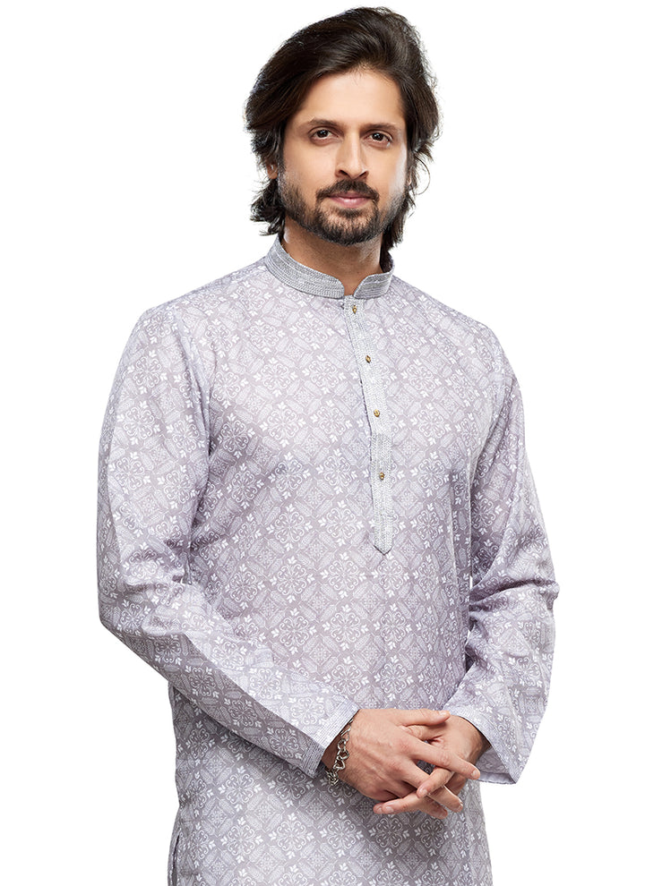 Traditional Cotton Kurta Pajama | Thread Work Festive & Party Wear