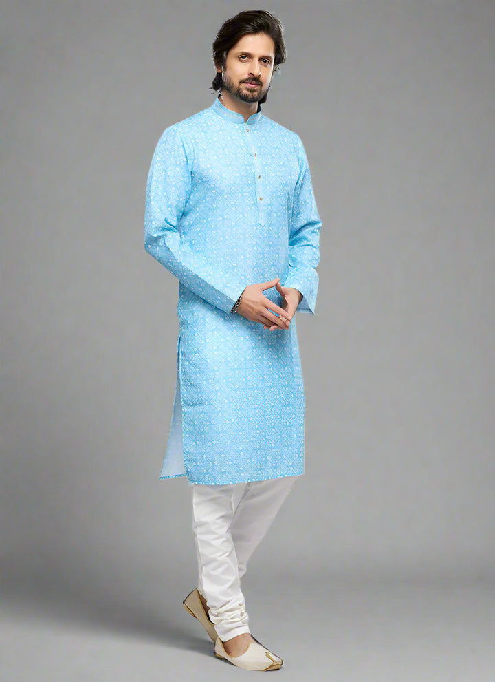 Traditional Cotton Kurta Pajama | Thread Work Festive & Party Wear