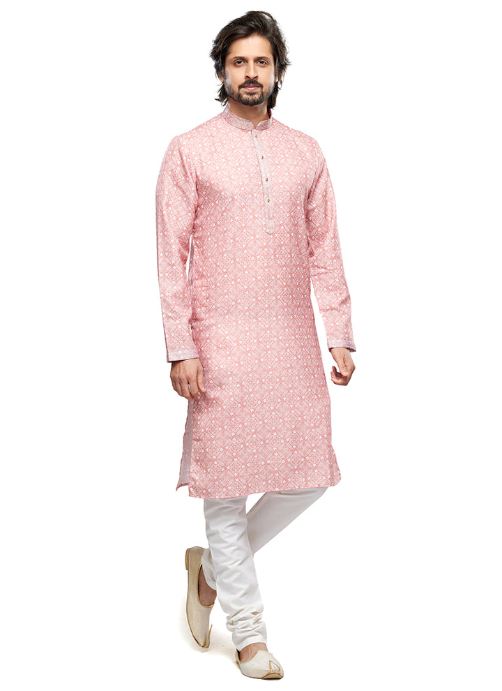 Traditional Cotton Kurta Pajama | Thread Work Festive & Party Wear