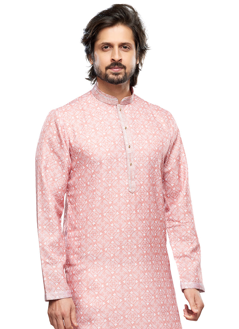 Traditional Cotton Kurta Pajama | Thread Work Festive & Party Wear