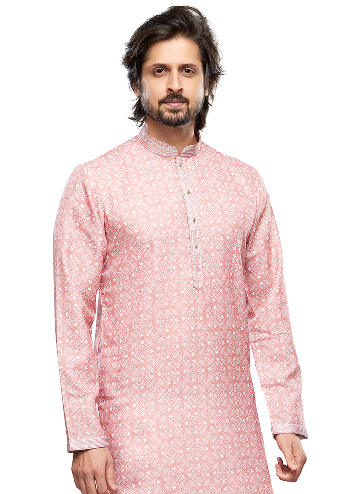 Traditional Cotton Kurta Pajama | Thread Work Festive & Party Wear