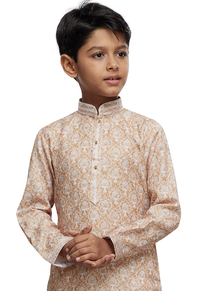 Traditional Cotton Kids Kurta Pajama | Readymade Ethnic Wear with Thread Work