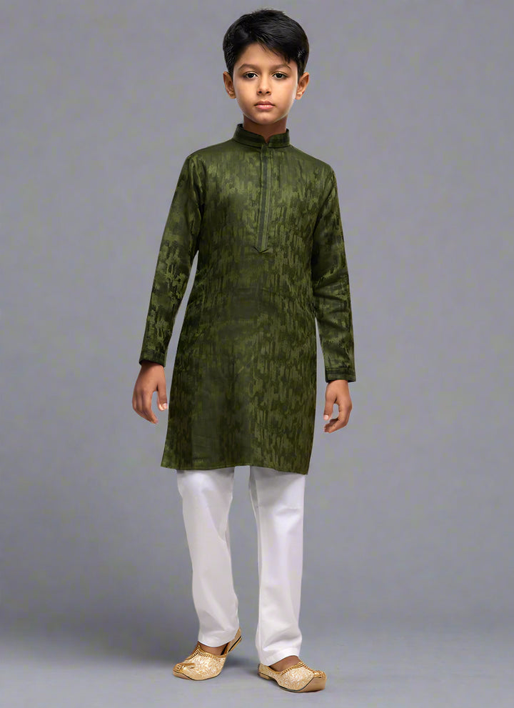 Art Silk Kids Kurta Pajama | Party Wear Thread Work Readymade Outfit