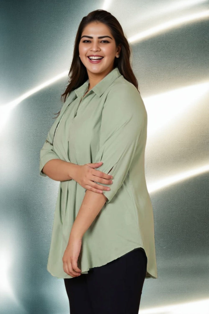 Light Green Centre Pleat Top