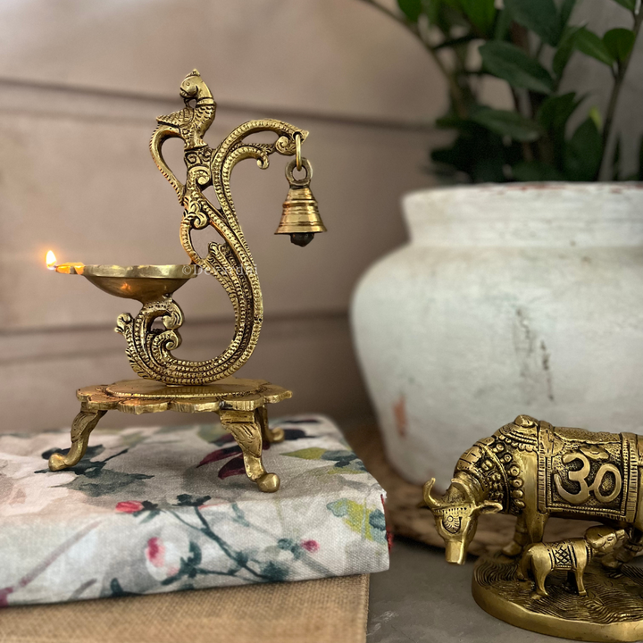 Shubh Dipak | Ethnic Handcrafted Peacock Design Pooja Oil Lamp